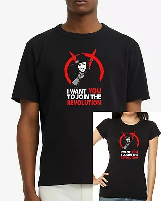 $14.97 • Buy V For Vendetta Anti-political Anti- Government : I WANT YOU REVOLUTION T-shirt