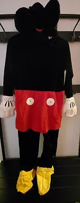 Disney Store Mickey Mouse Costume Plush Bodysuit Sz Medium 8 10 W/gloves & Shoes • $40