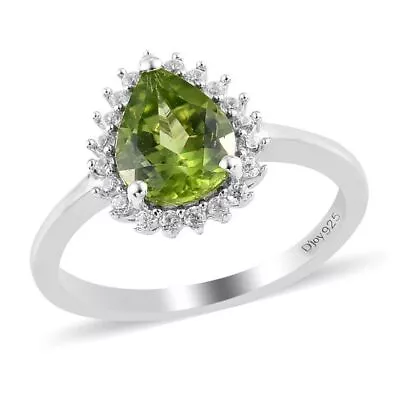 Peridot & White Topaz Zircon .925 Sterling Silver For Women Wedding Party Ring • $214.12