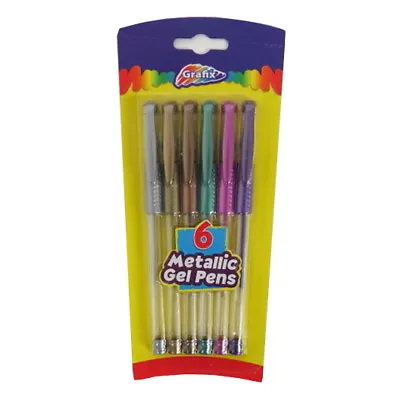 Grafix Metallic Gel Pens 6 Pack Mixed Colours • £3.45