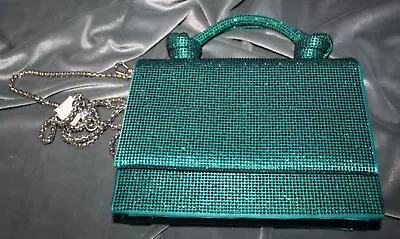 Zara Green Sparkly Rhinestone Top Handle Purse With Removable Silver Chain Strap • $18.99