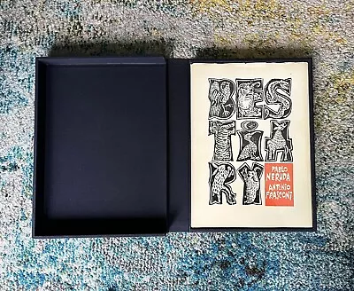 Bestiary Pablo Neruda Poem Clamshell Case Signed By Tr Woodcuts Antonio Frasconi • $295