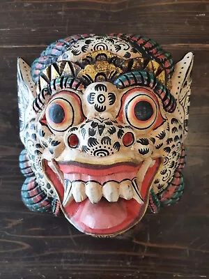 Handcrafts White Monkey Wooden Mask Hanuman Ramayana Soldier Wall Art Collectibl • $69.99