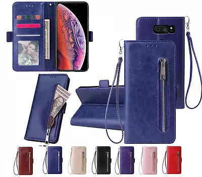 Lg V30 Pu Leather Wallet Case With Card Slots Front Zip And Side Magnet Closure • $9.50