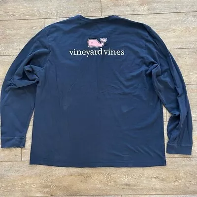 Vineyard Vines Mens Crewneck Long Sleeve Blue T-Shirt Size XXL Pink Whale Logo • $14.95