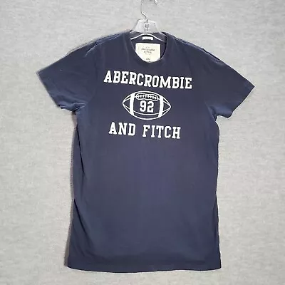 Abercrombie & Fitch Women Top 2XL Blue Tunic Muscle T-Shirt Logo 92 Football Tee • $14.89