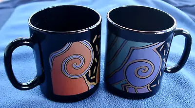 2 Vintage ARCOROC TAMPICO Black Coffee MUGS Cups - 3 3/4  • $24.50