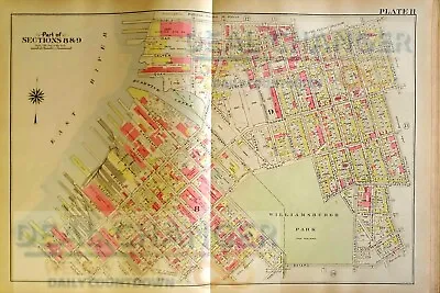 £122.85 • Buy Historic 1908 Ny Brooklyn Map | Manhattan Ave Calyer Noble St | Vintage Wall Art