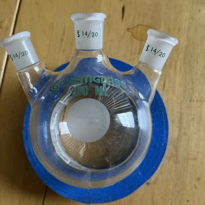$17.99 • Buy Chemglass 250ml 3-neck Round Bottom Flask, All 14/20