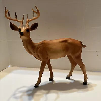 Vintage 11” X 11” Hard Plastic Buck White Tail Deer Figure Hong Kong #204 • $15.99