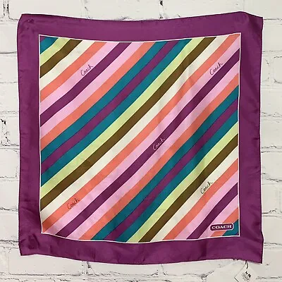 Vintage Coach Multi Color Stripe Neck Square Scarf NEW With Tags • $14.99