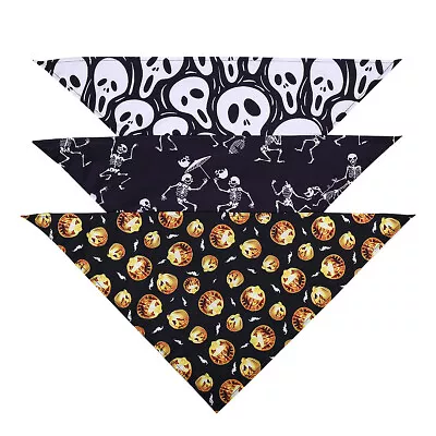 Halloween Pet Cat Dog Neckerchief Collar Bandana Scarf Ties Costumes • $14.99