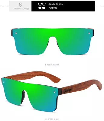 DUBERY Rimless Wood Polarized Sunglasses Men Women Square Wooden Temple Glasses  • $12.97
