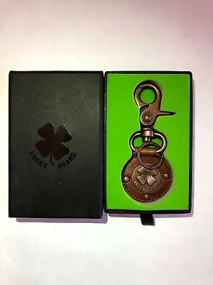 St Patricks Day Keychain Lucky Brand Leather Clasp Clover Leaf New In Box Paddy • $0.99