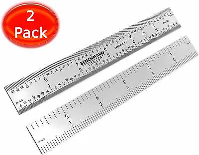 Benchmark Tools 2ea 6  4R Rigid Machinist Ruler Grads Brushed Stainless Steel • $9.99