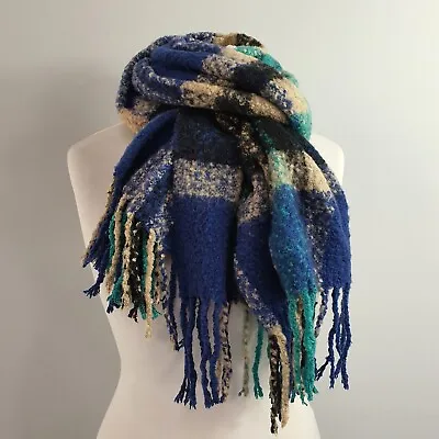 LUXE Chunky Soft Fuzzy Scarf Blanket Oversized Shawl/wrap Check Tartan Fringe • £17.99