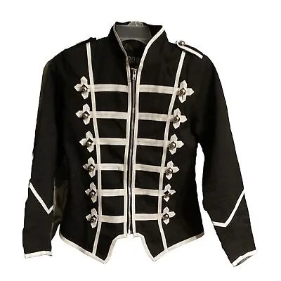 Ro Rox Military Streampunk Marching Band Jacket Black White Women’s Sz M B104 • $40.99