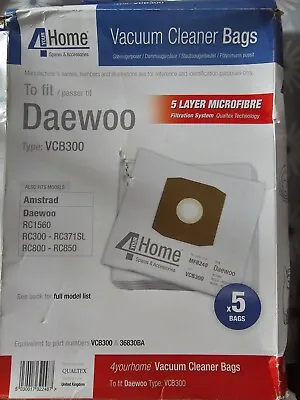 Daewoo VCB300 Vacuum Cleaner Dust Bags Amstrad RC3 Series Pk Of 5 Microfibre • £5.50