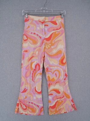 $14.99 • Buy Zara Pants Youth Girls Size 13 -14 Pink Orange Retro Flare Elastic Waist Pockets