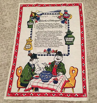 Vintage German Linen Tea Towel Leberknodelsuppe “Recipe For Liver Soup” • $6.50