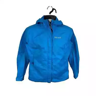 Marmot Precip Rain Jacket Packable Blue Size Medium Womens Full Zip Hood • $19.95