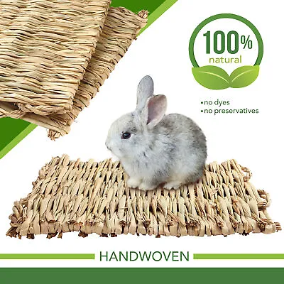 3 Grass Mat Woven Bed Mat For Small Animal Bunny Bedding Nest Chew Toy Bird Play • $8.54