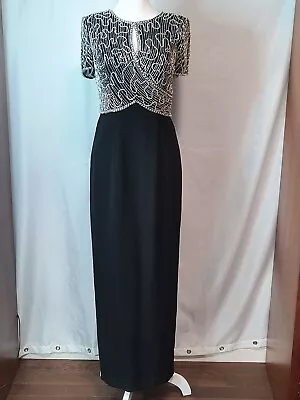 Montage By Mon Cheri Size 6 Black Beaded Keyhole Bodice Long Formal Gown Nwt • $125