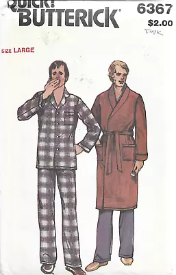 Vintage Quick Butterick Pattern #6367-Men's Pajamas & Robe In Size Large • $9.95