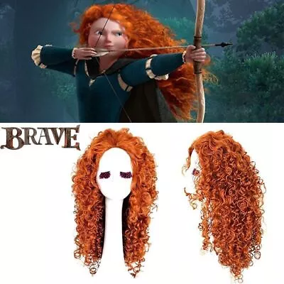 Long Curly Hair Halloween Carnival Comic Con Props Girl Brave Merida Cosplay Wig • £17.99