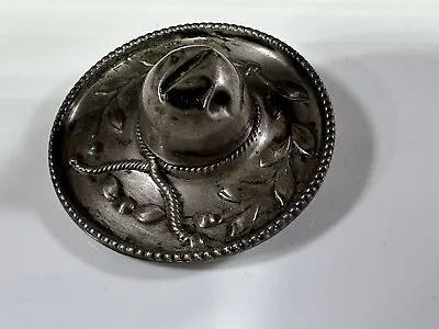 Mexican Sombrero Hat Form Dish Figurine Maciel Sterling Silver 1940 Brooch Pin • $99.99