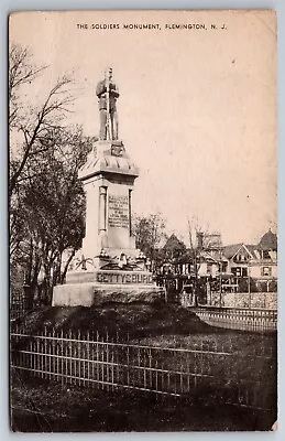 Soldiers Monument Gettysburg Civil War Flemington NJ C1940 Postcard H19 • $12.50