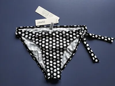 ESPRIT Bikini Women's Crosby Beach Mini Brief Polka Dot UK 10 Black Swimwear • £8.50