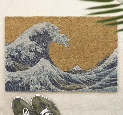 Japanese Wave Brush Door Mat The Great Wave Off Kanagawa Print • £9.99