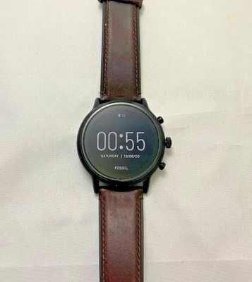 $155.43 • Buy Fossil Gen 5 Smartwatch The Carlyle HR Dark Brown Leather Band DW10F1