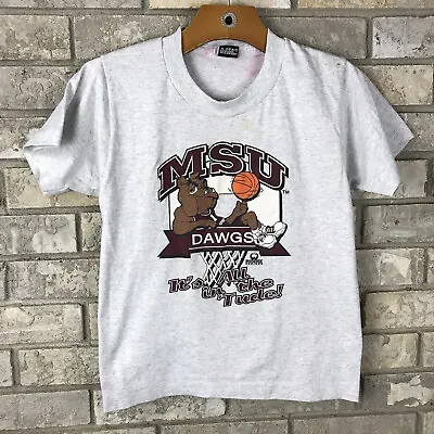 Vintage 80s 90s MSU Mississippi State Bulldogs Kids 10-12 Graphic T Shirt 50/50  • $16