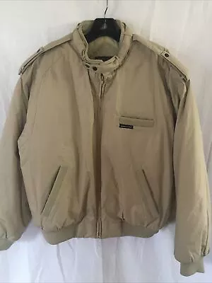 Vintage Members Only Bomber Jacket 90s Mens Large Beige Coat Zip Up Collar • $28