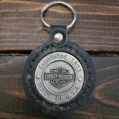 Harley-Davidson Motorcycles Established 1903 Made U.S.A. Key Chain Leather VTG • $75