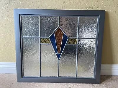 Vintage Large Stained Glass With Thick Professional Steel Frame Craftsman Style • $350