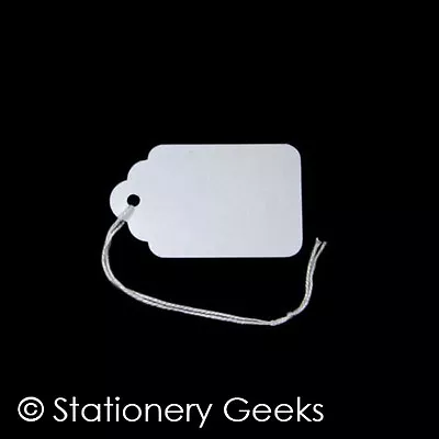 £1.59 • Buy 100 White Strung Tickets 37 X 24 Mm Price Tags String Swing Labels 37mm X 24mm