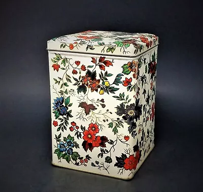 Vintage Floral Daher England Hinge Lid Tin Canister 6 3/4  • $12.99