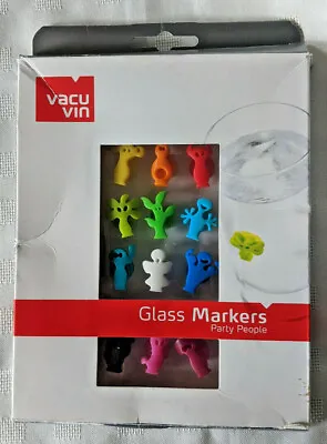 $5.95 • Buy Vacu Vin Party People Glass Markers Wine Charm Set 12 Piece Suction Cup Charms