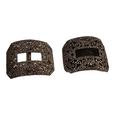 Pair Antique Victorian Edwardian Large Cut Steel Shoe Clips Buckles  • $40