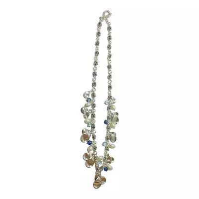 Michael Dawkins Sterling 925 Silver Blue Topaz Pearl Toggle Necklace 18 In • $155