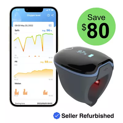 Wellue O2Ring Oximeter Continuous Tracking Heart Rate Blood Oxygen Saturation • $99