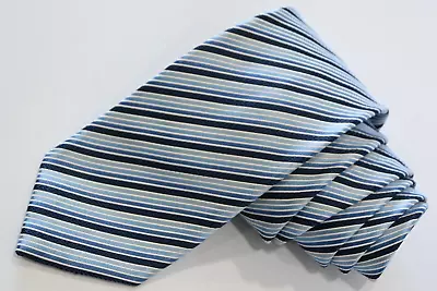 BRIONI STRIPED BLUE SILK Men's Neck Tie W:3 3/4  BY L:61  • $21