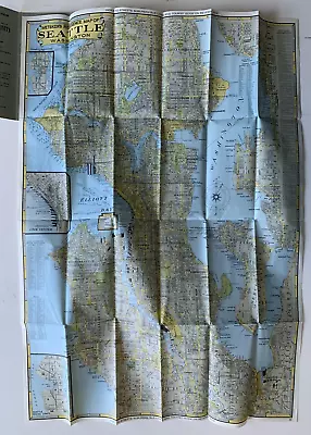 Vintage 1949 Metsker's Reference Map Of Seattle Washington Charles Metsker Color • $125