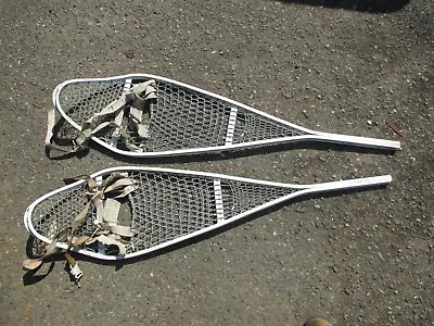 Vtg US Military Cable Snow Shoes With Bindings 46  Long • $75.99