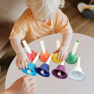 8Pcs Colorful Handbells Musical Instrument Percussion Music Toys Set Hand Bells • £16.20