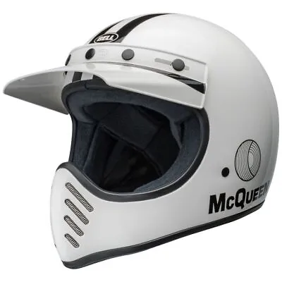 BELL Moto-3  Helmet Steve McQueen Any Given Sunday Gloss White/Black Motorcycle • $300