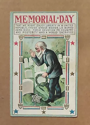 Old Postcard Memorial Day Sacrifice War Embossed 1914 Veteran Visit Graves Honor • $7.99